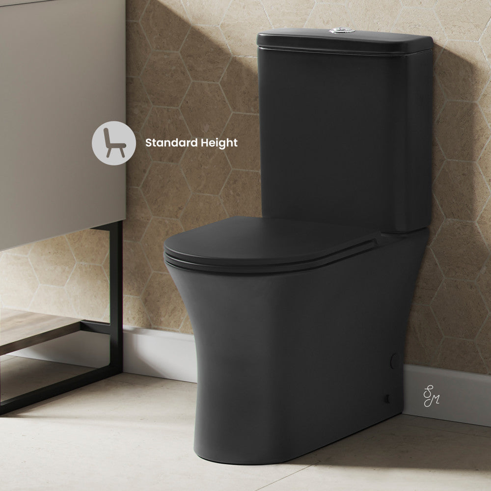 Swiss Madison Calice Two-Piece Elongated Rear Outlet Toilet Dual-Flush 0.8/1.28 gpf in Matte Black