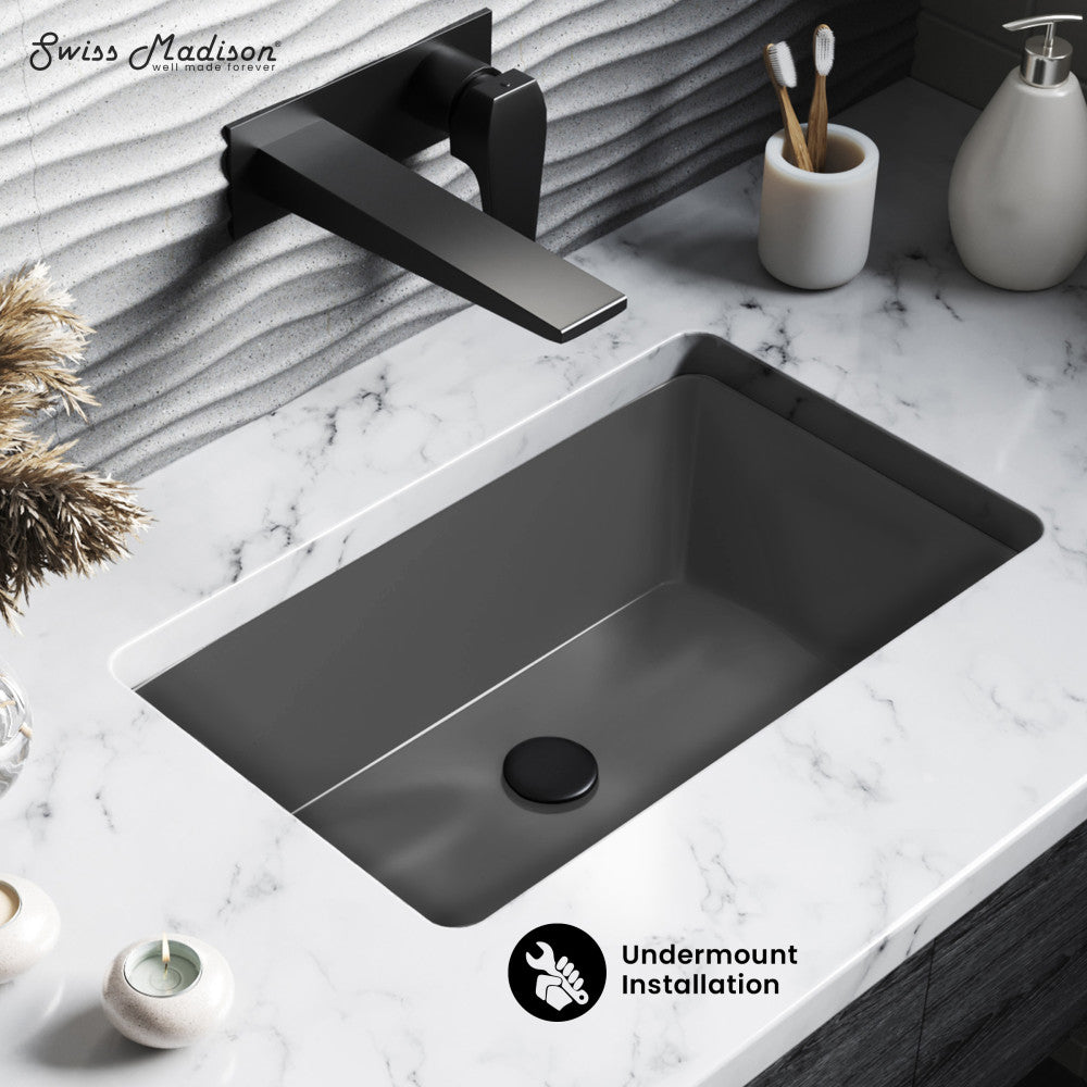 Swiss Madison Voltaire 21" Rectangular Ceramic Undermount Bathroom Sink in Matte Gray