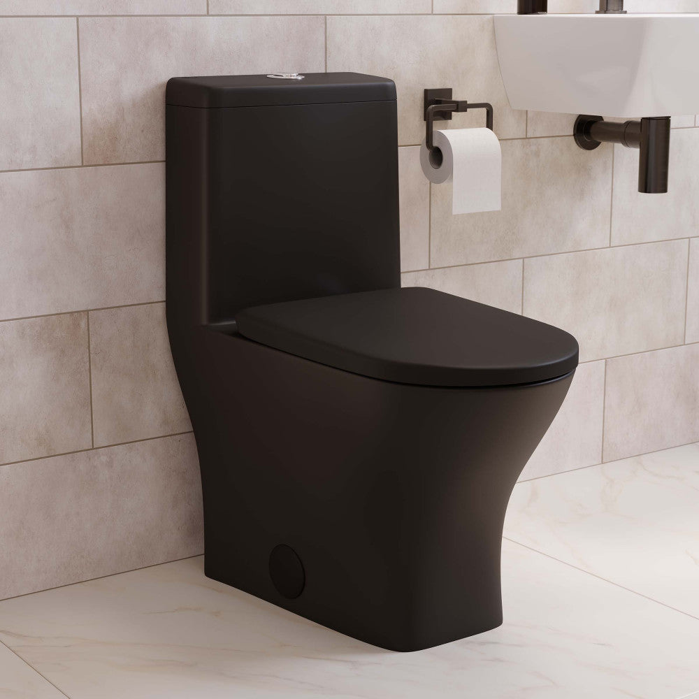 Swiss Madison Sublime II One-Piece 12" Rough-in 1.1/1.6 GPF Dual Top Flush Round Compact Toilet in Matte Black