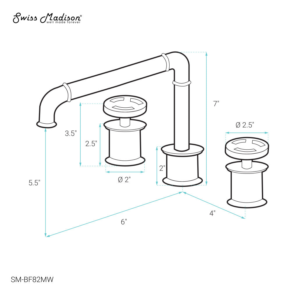Swiss Madison Avallon 8 in. Widespread, 2-Handle Wheel, Bathroom Faucet in Matte White