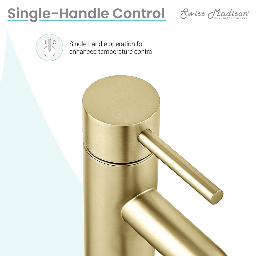Swiss Madison Ivy Single Hole, Single-Handle, High Arc Bathroom Faucet in Brushed Gold