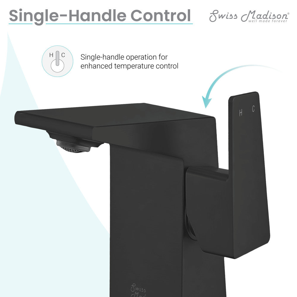 Swiss Madison Carre Single Hole, Single-Handle, Bathroom Faucet in Matte Black
