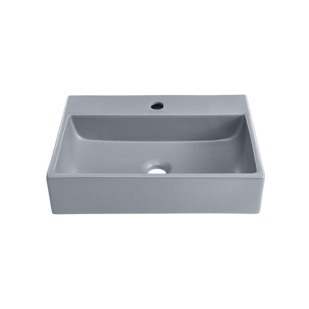Swiss Madison Claire 20" Rectangle Ceramic Vessel Sink in Matte Grey