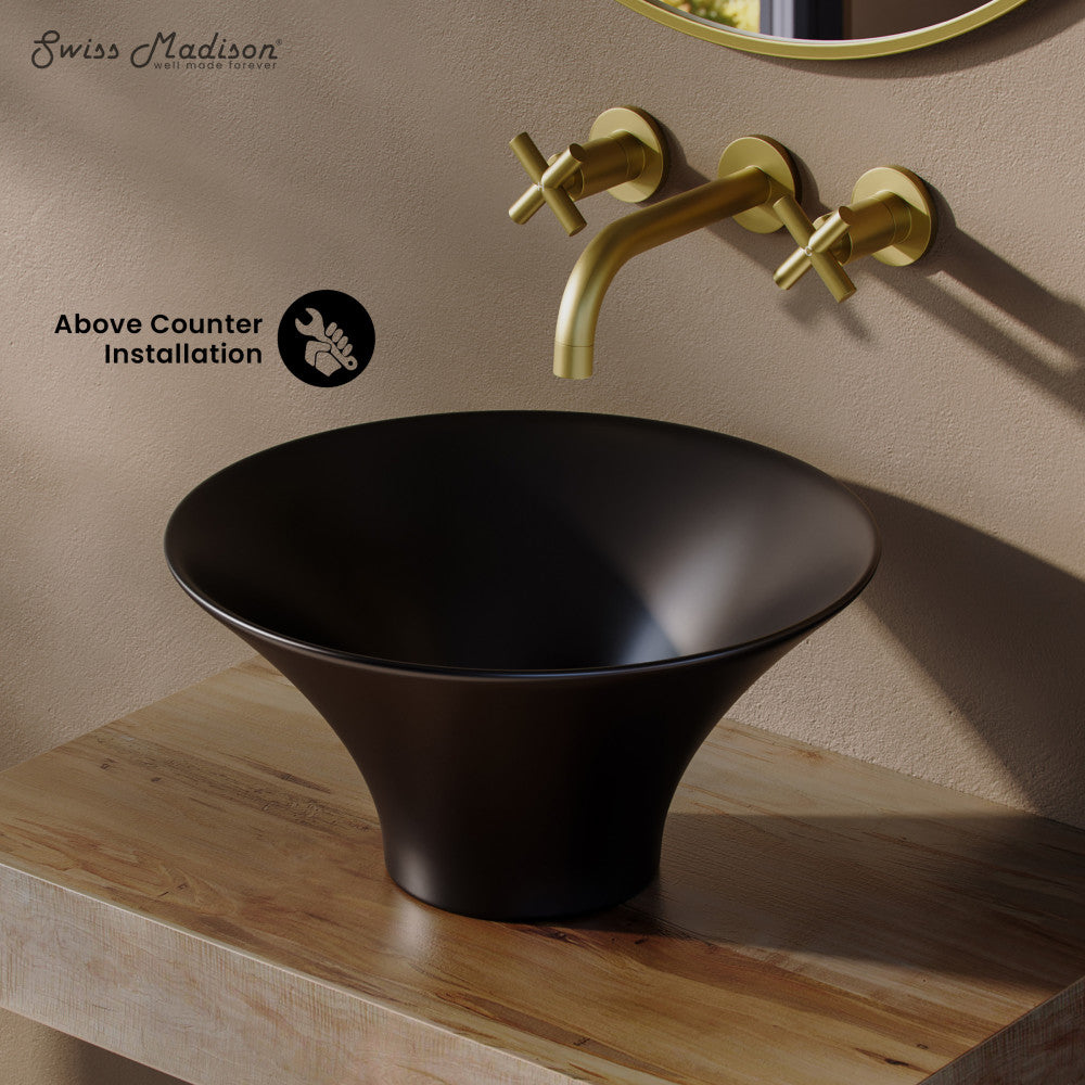 Swiss Madison Ivy 16.5" Round Vessel Sink in Matte Black