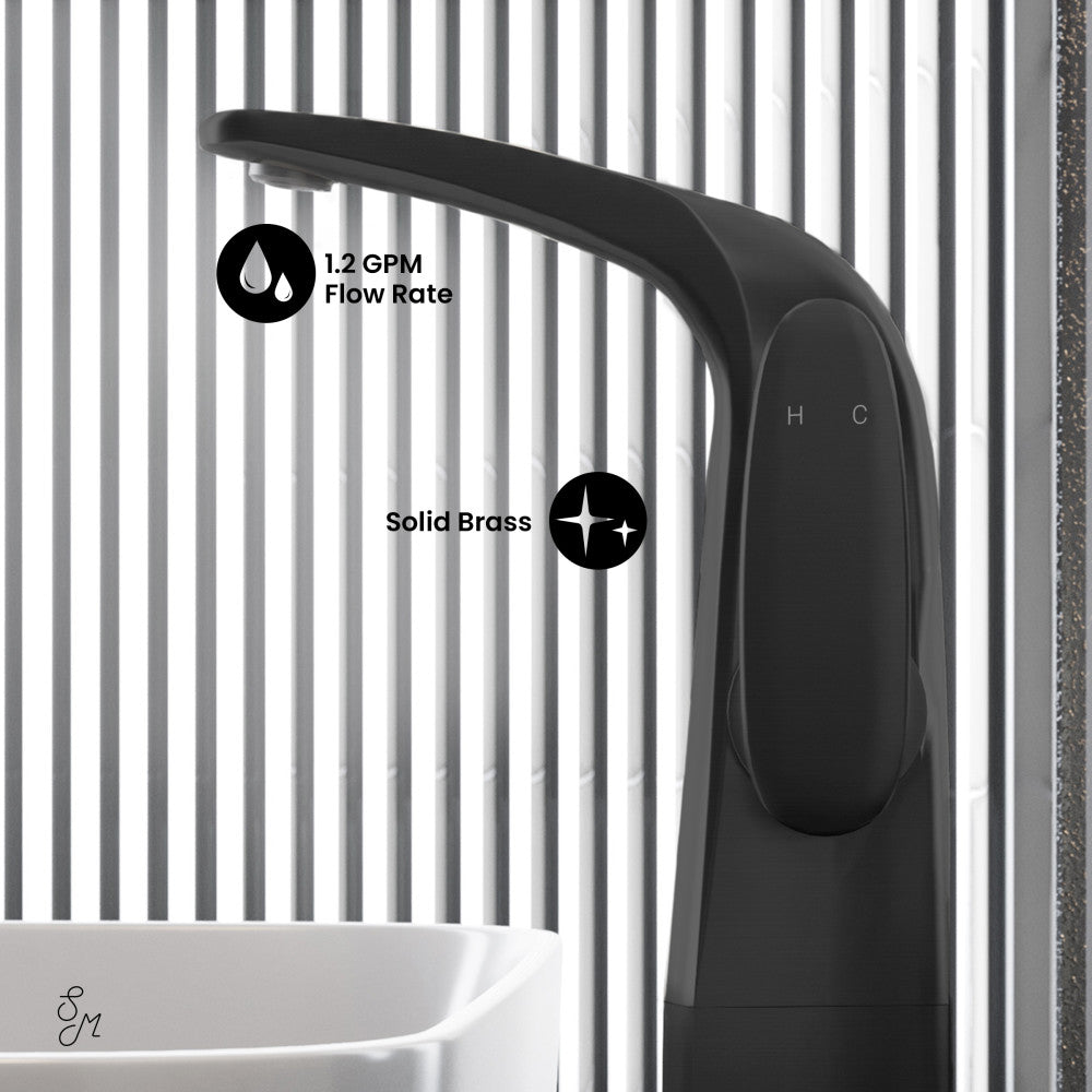 Swiss Madison Chateau Single Hole, Single-Handle, High Arc Bathroom Faucet in Matte Black