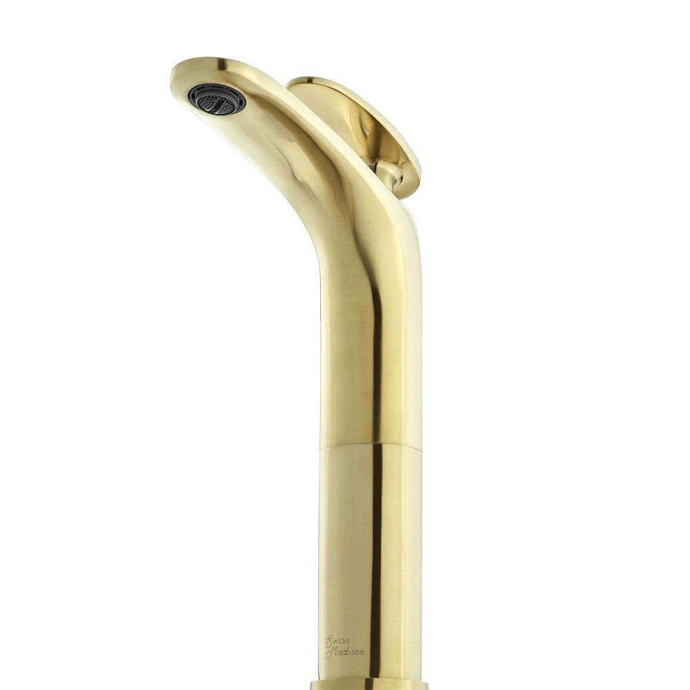 Swiss Madison Sublime Single Hole, Single-Handle, High Arc Bathroom Faucet in Brushed Gold