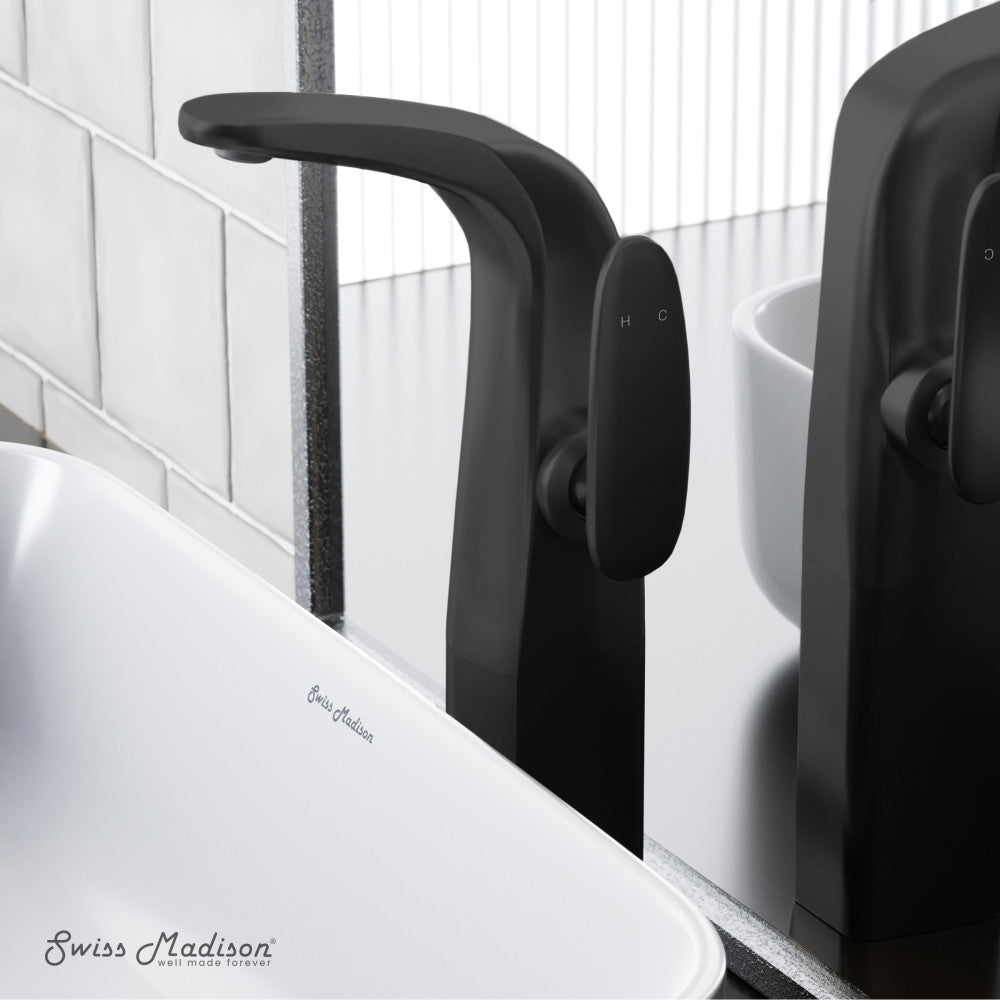 Swiss Madison Chateau Single Hole, Single-Handle, High Arc Bathroom Faucet in Matte Black