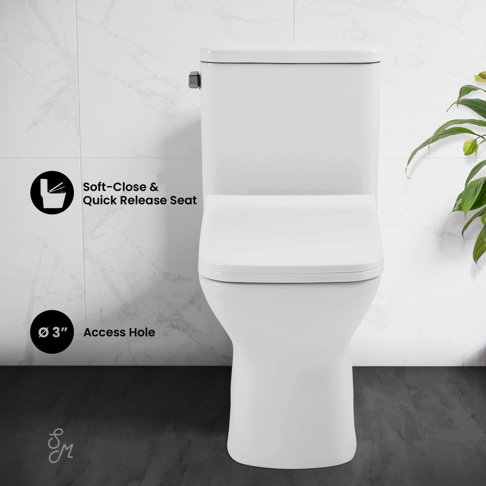 Swiss Madison Carre One-Piece Square Toilet Left Side Flush Handle Toilet 1.28 gpf