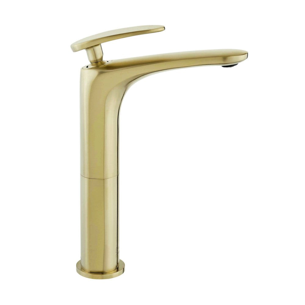Swiss Madison Sublime Single Hole, Single-Handle, High Arc Bathroom Faucet in Brushed Gold