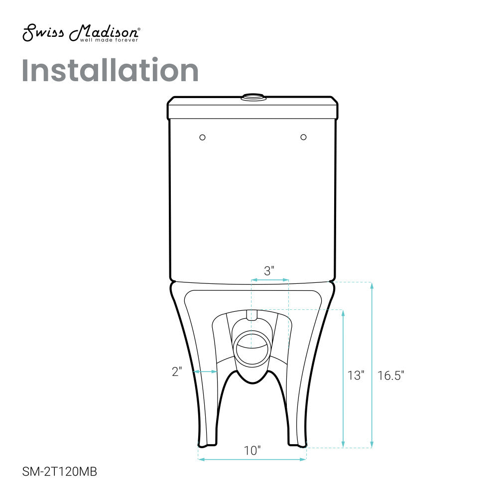 Swiss Madison Calice Two-Piece Elongated Rear Outlet Toilet Dual-Flush 0.8/1.28 gpf in Matte Black