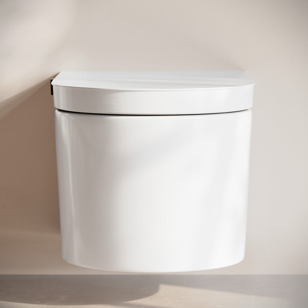 Swiss Madison Hugo H Wall-Hung Toilet in Glossy White with Manual Bidet and Supporting Frame