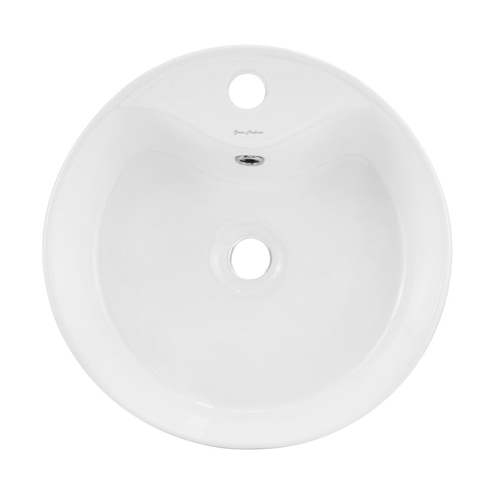 Swiss Madison Monaco 16" Round Console Sink with Faucet Mount, White Basin Brushed Gold Legs