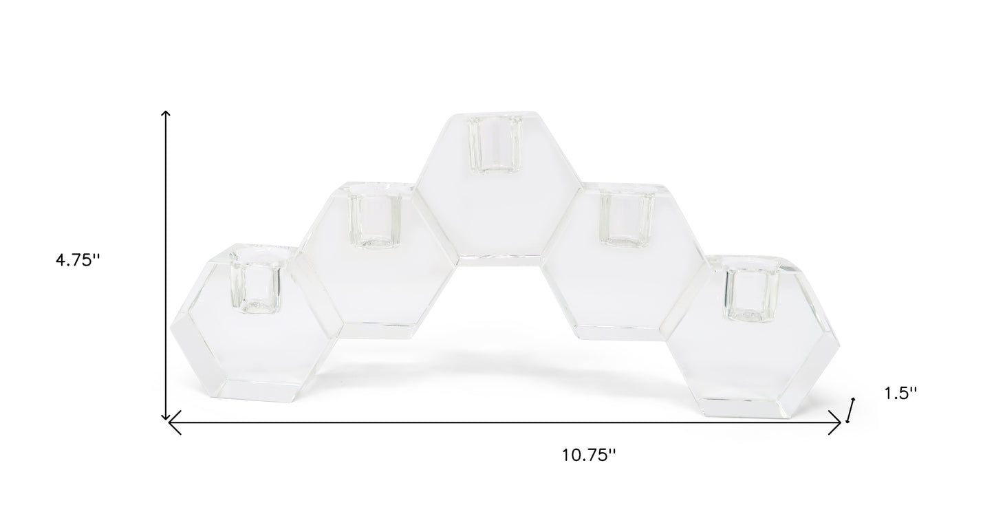 Tabselect Home Line 5" Clear Crystal Geometric Tabletop Candelabra Candle Holder