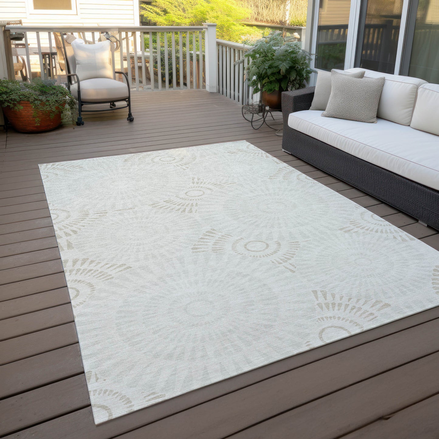 Tabselect Home Line 5' X 8' Ivory And Gray Geometric Washable Indoor Outdoor Area Rug