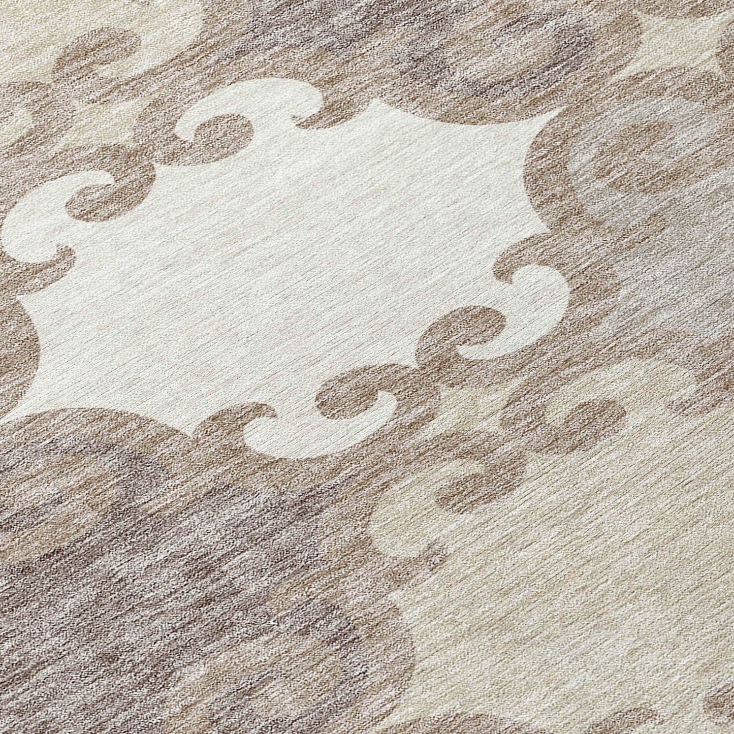 Tabselect Home Line 8' Taupe Beige And Gray Round Trellis Washable Indoor Outdoor Area Rug