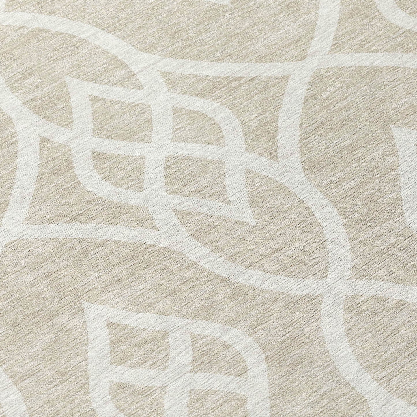 Tabselect Home Line 8' Beige And Ivory Round Trellis Washable Indoor Outdoor Area Rug