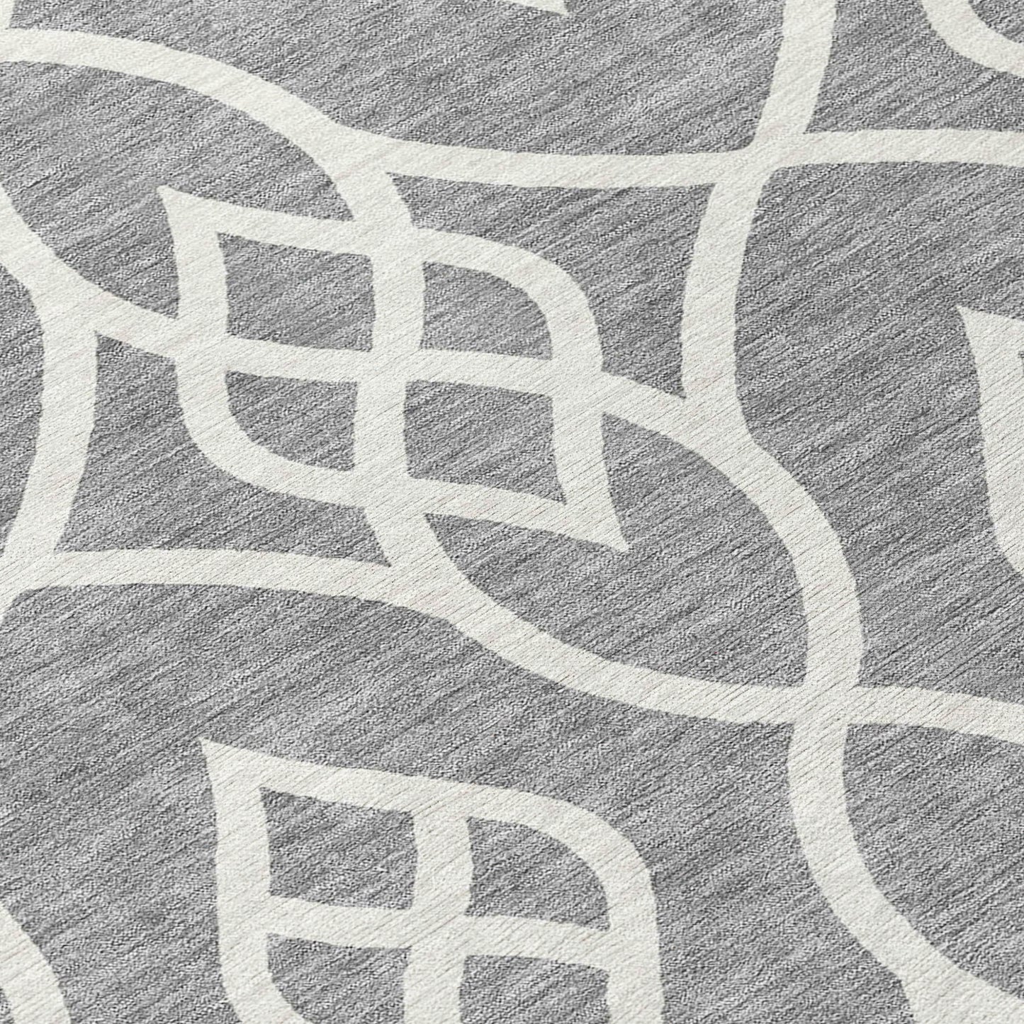 Tabselect Home Line 8' Gray And Ivory Round Trellis Washable Indoor Outdoor Area Rug