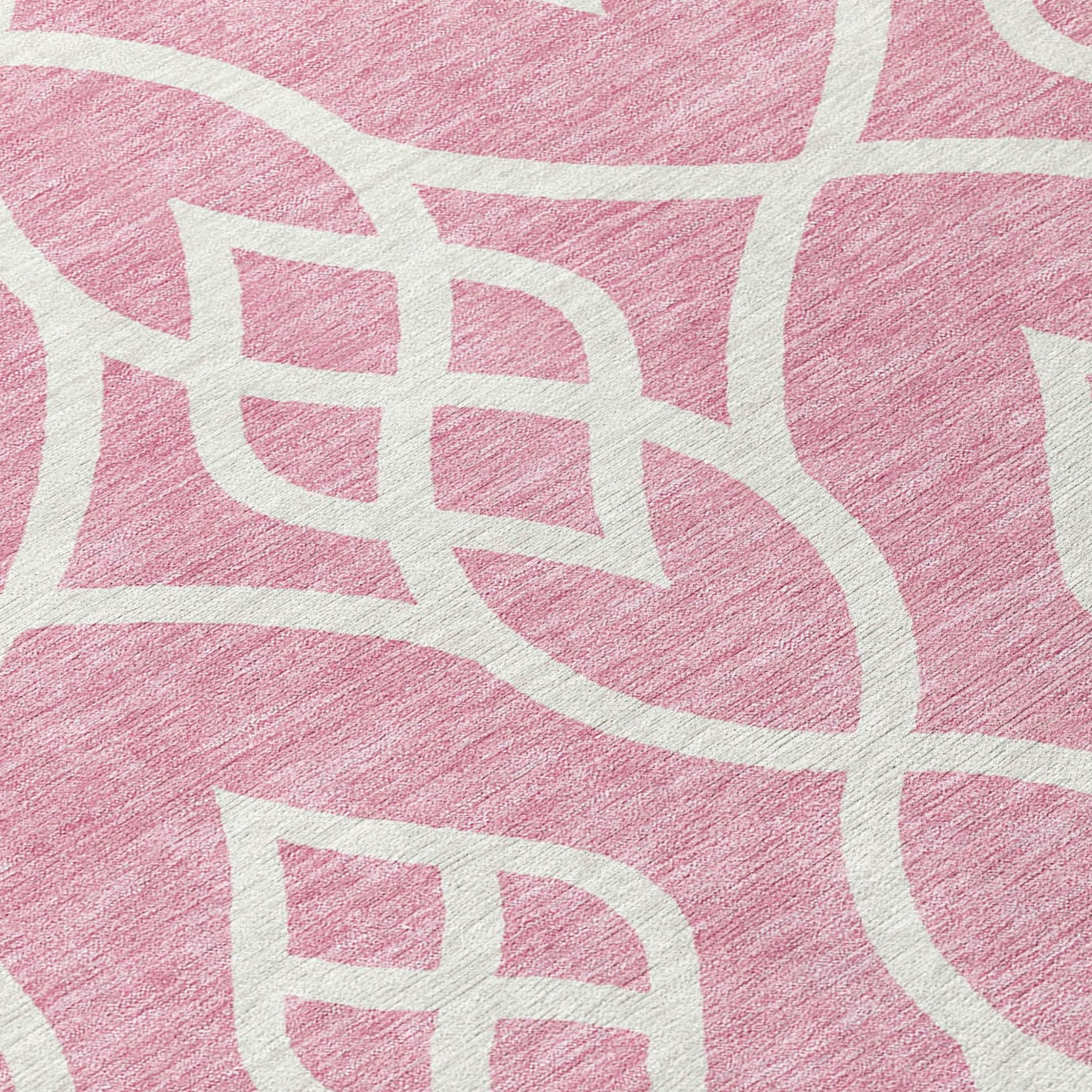 Tabselect Home Line 8' Pink And Ivory Round Trellis Washable Indoor Outdoor Area Rug