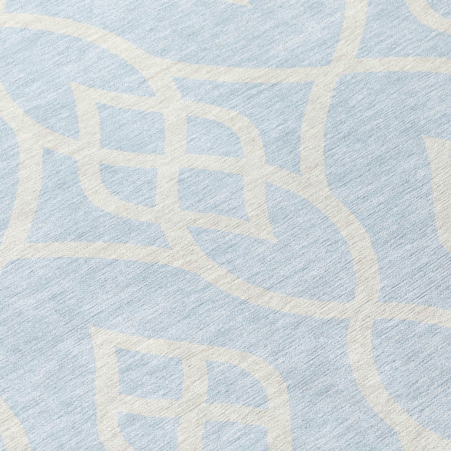 Tabselect Home Line 8' Sky Blue And Ivory Round Trellis Washable Indoor Outdoor Area Rug