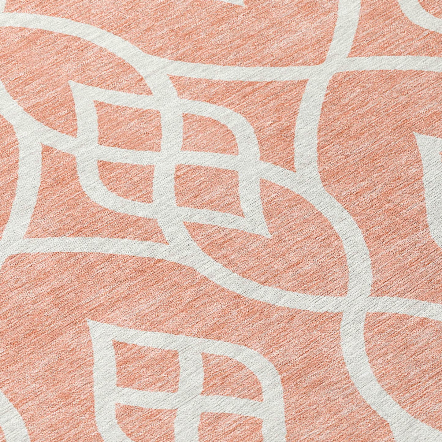 Tabselect Home Line 8' Salmon And Ivory Round Trellis Washable Indoor Outdoor Area Rug