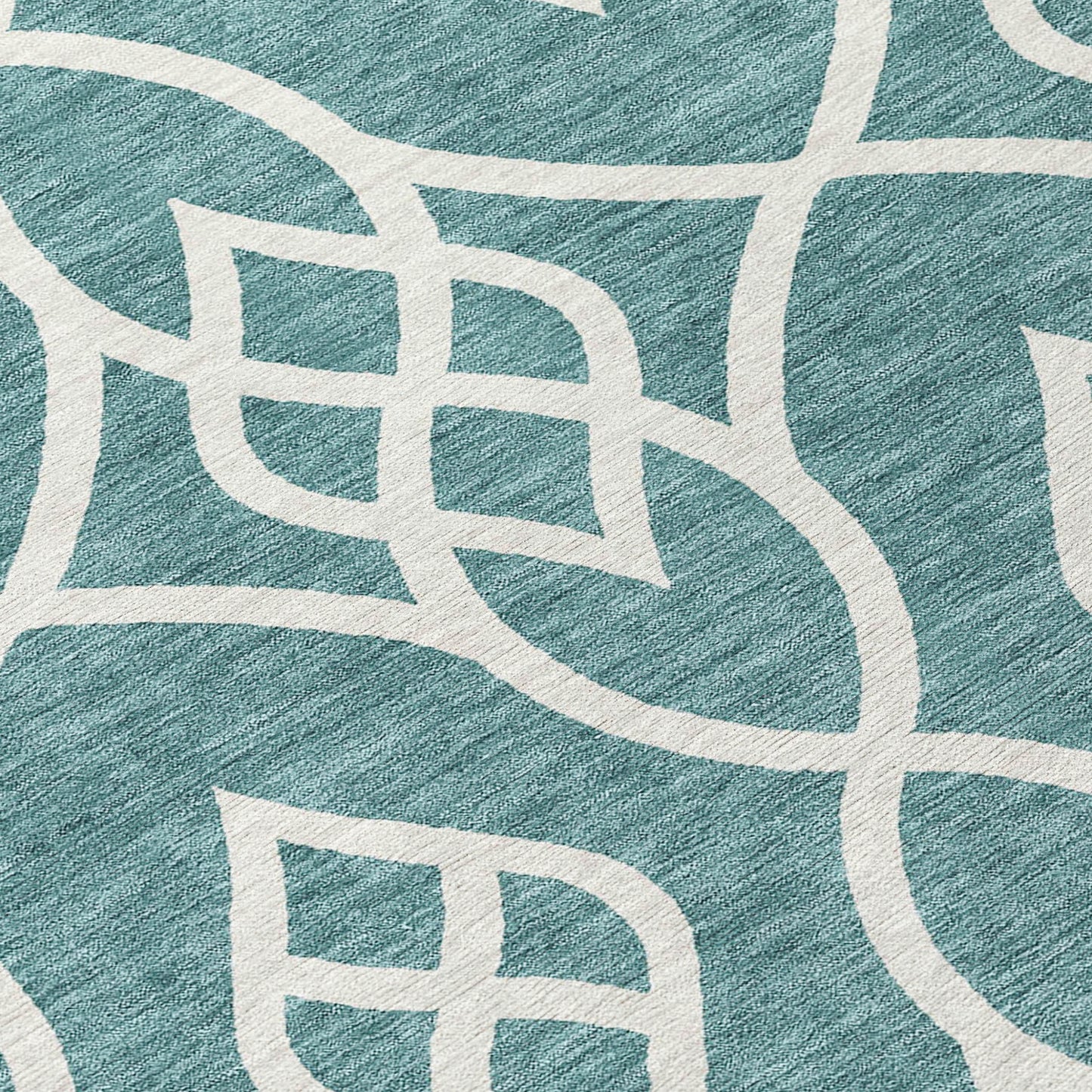 Tabselect Home Line 8' Teal Blue And Ivory Round Trellis Washable Indoor Outdoor Area Rug