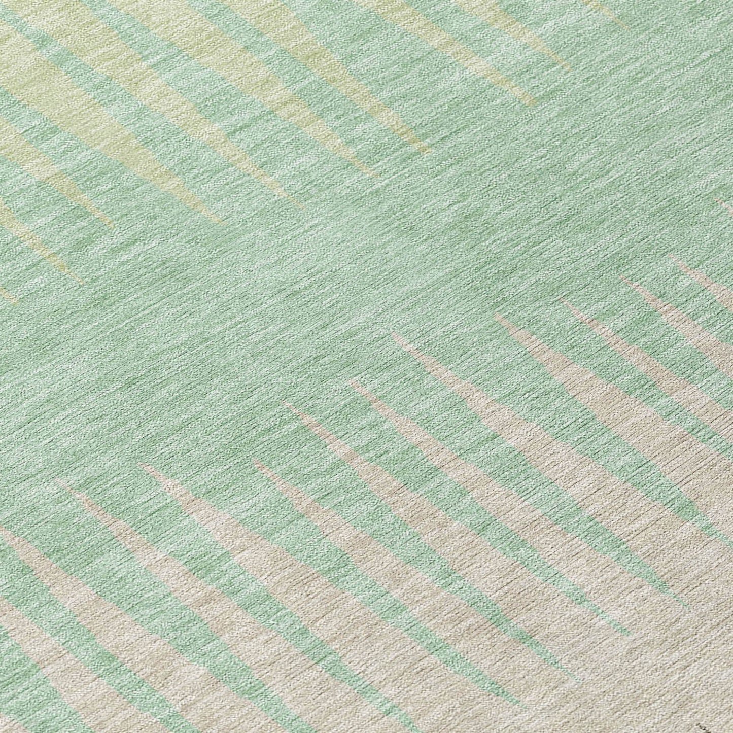 Tabselect Home Line 8' Artichoke Green And Beige Round Striped Washable Indoor Outdoor Area Rug