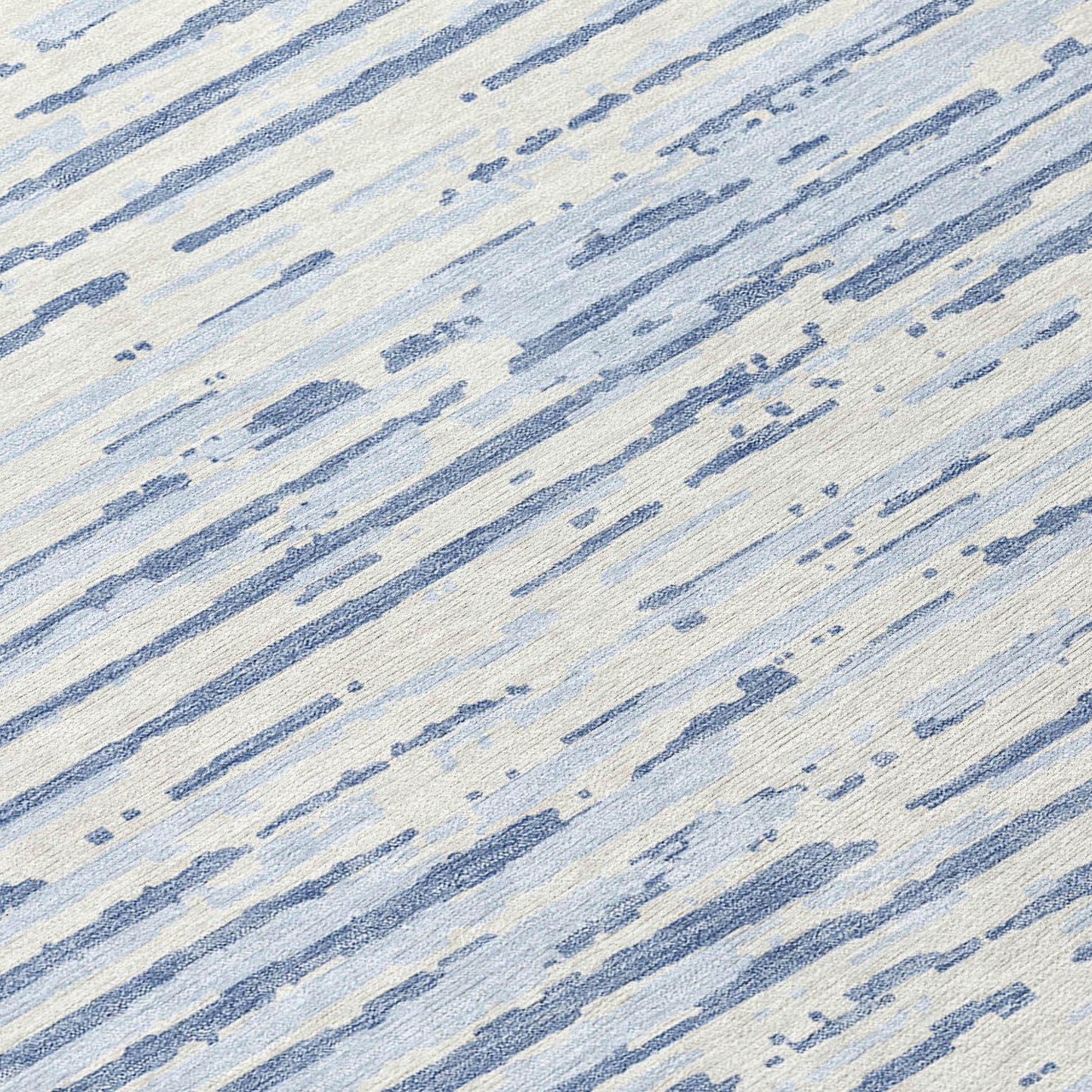 Tabselect Home Line 8' Sky Blue And Ivory Round Striped Washable Indoor Outdoor Area Rug