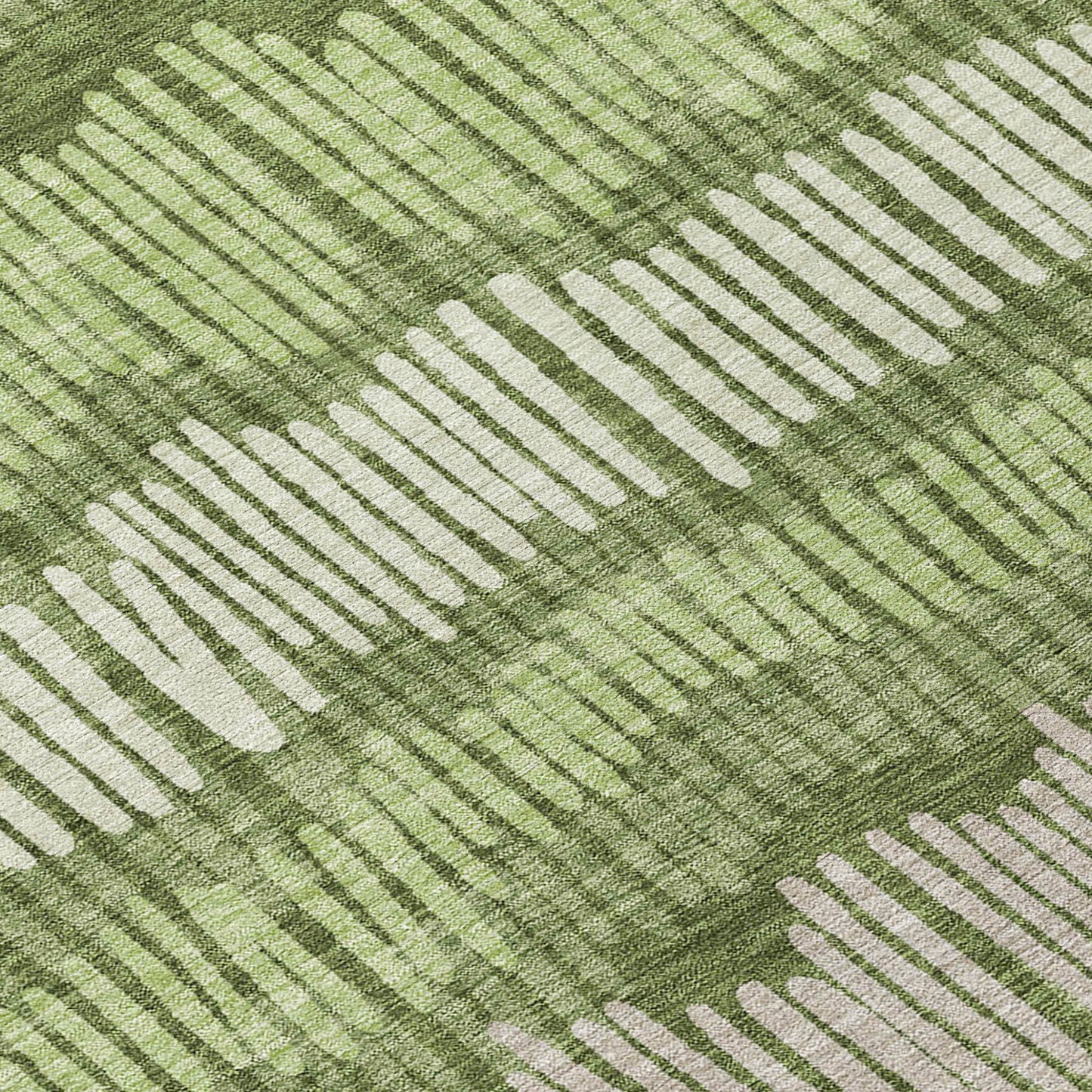 Tabselect Home Line 8' Olive Green And Gray Round Striped Washable Indoor Outdoor Area Rug