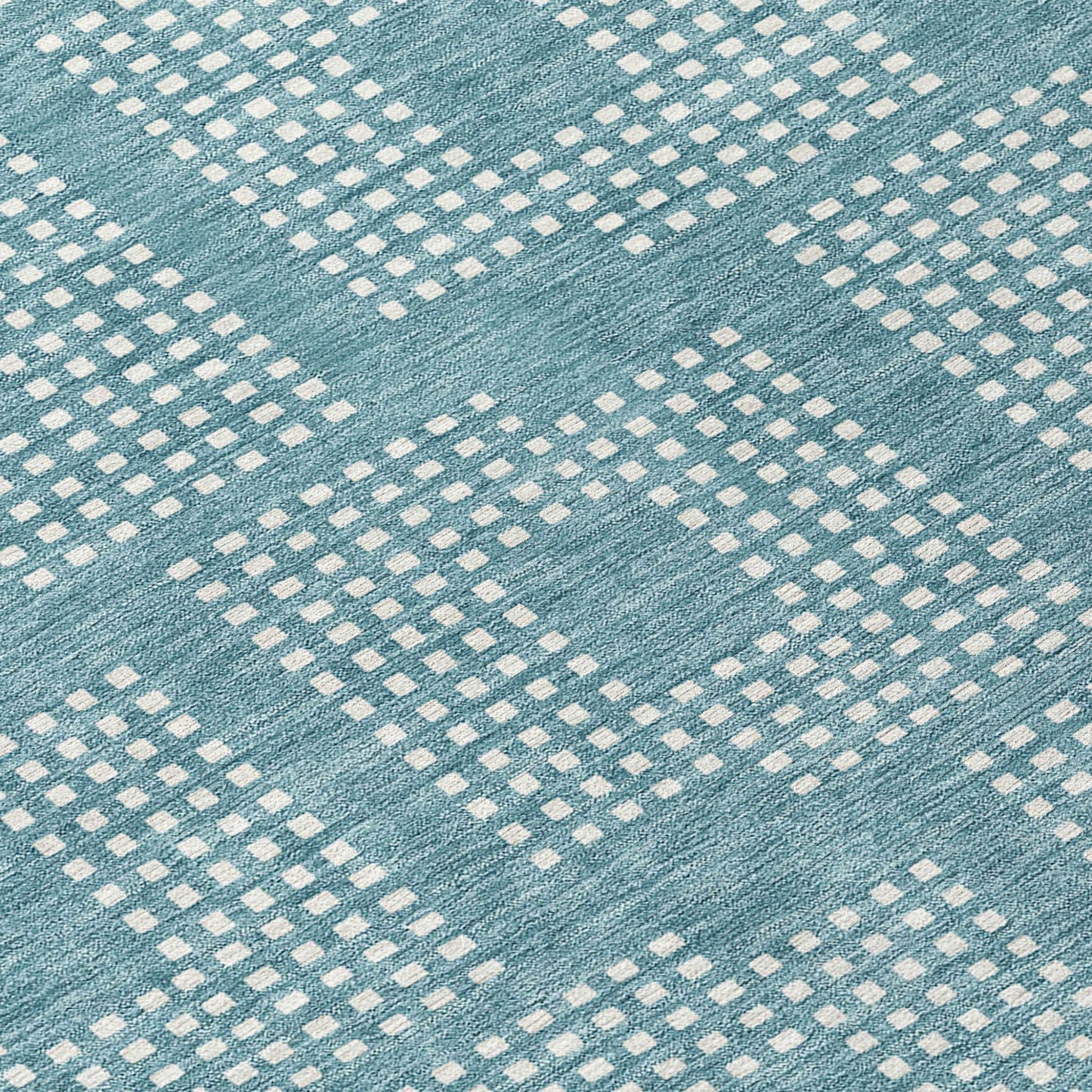 Tabselect Home Line 8' Teal Blue And Ivory Round Geometric Washable Indoor Outdoor Area Rug