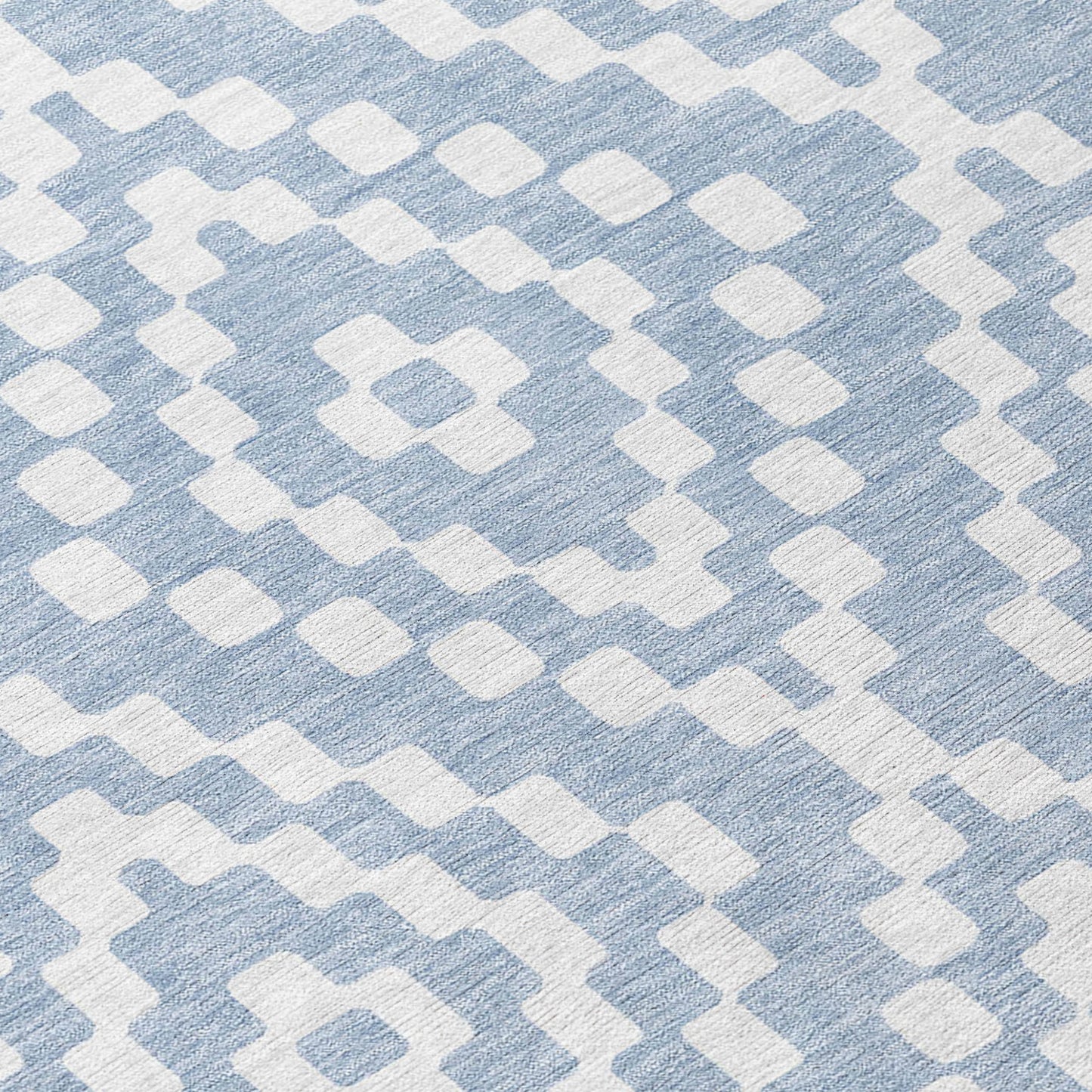 Tabselect Home Line 8' Denim Blue And Ivory Round Geometric Washable Indoor Outdoor Area Rug