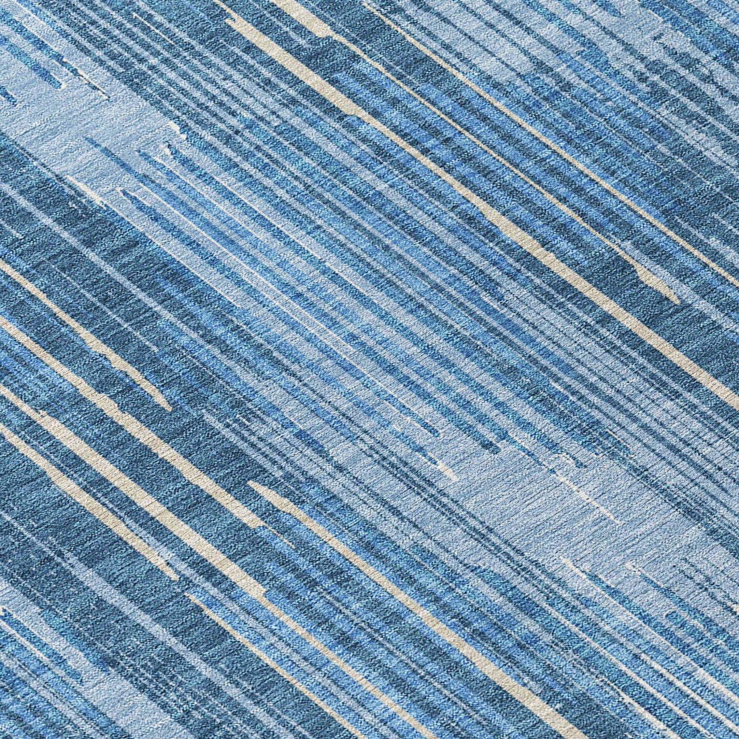 Tabselect Home Line 8' Blue And Ivory Round Striped Washable Indoor Outdoor Area Rug