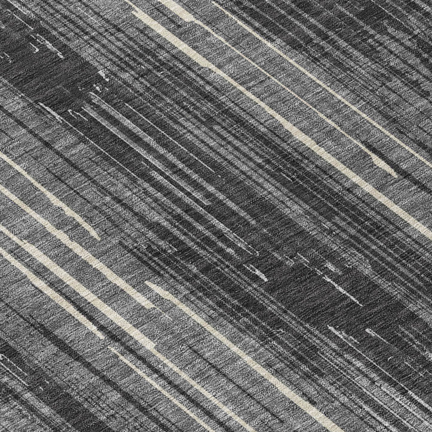 Tabselect Home Line 8' Charcoal Gray And Ivory Round Striped Washable Indoor Outdoor Area Rug