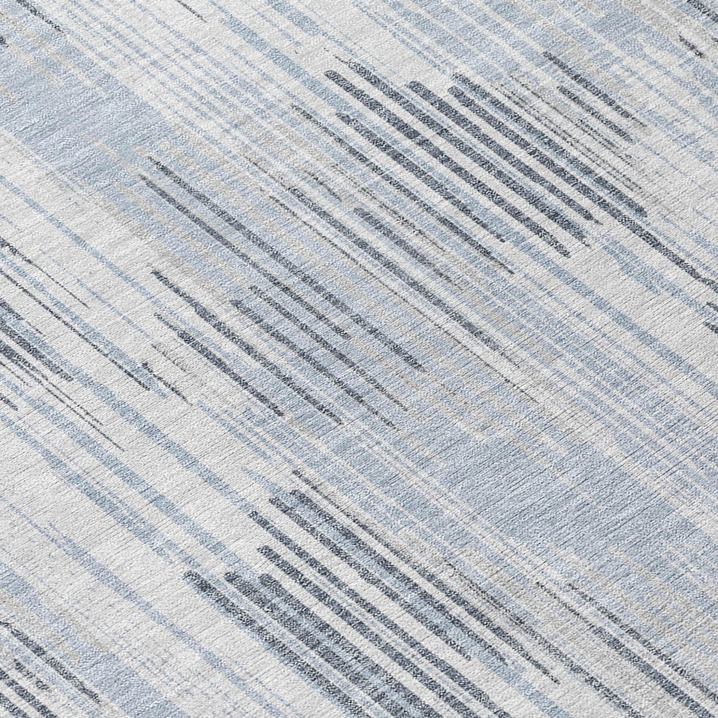 Tabselect Home Line 8' Gray And Ivory Round Striped Washable Indoor Outdoor Area Rug