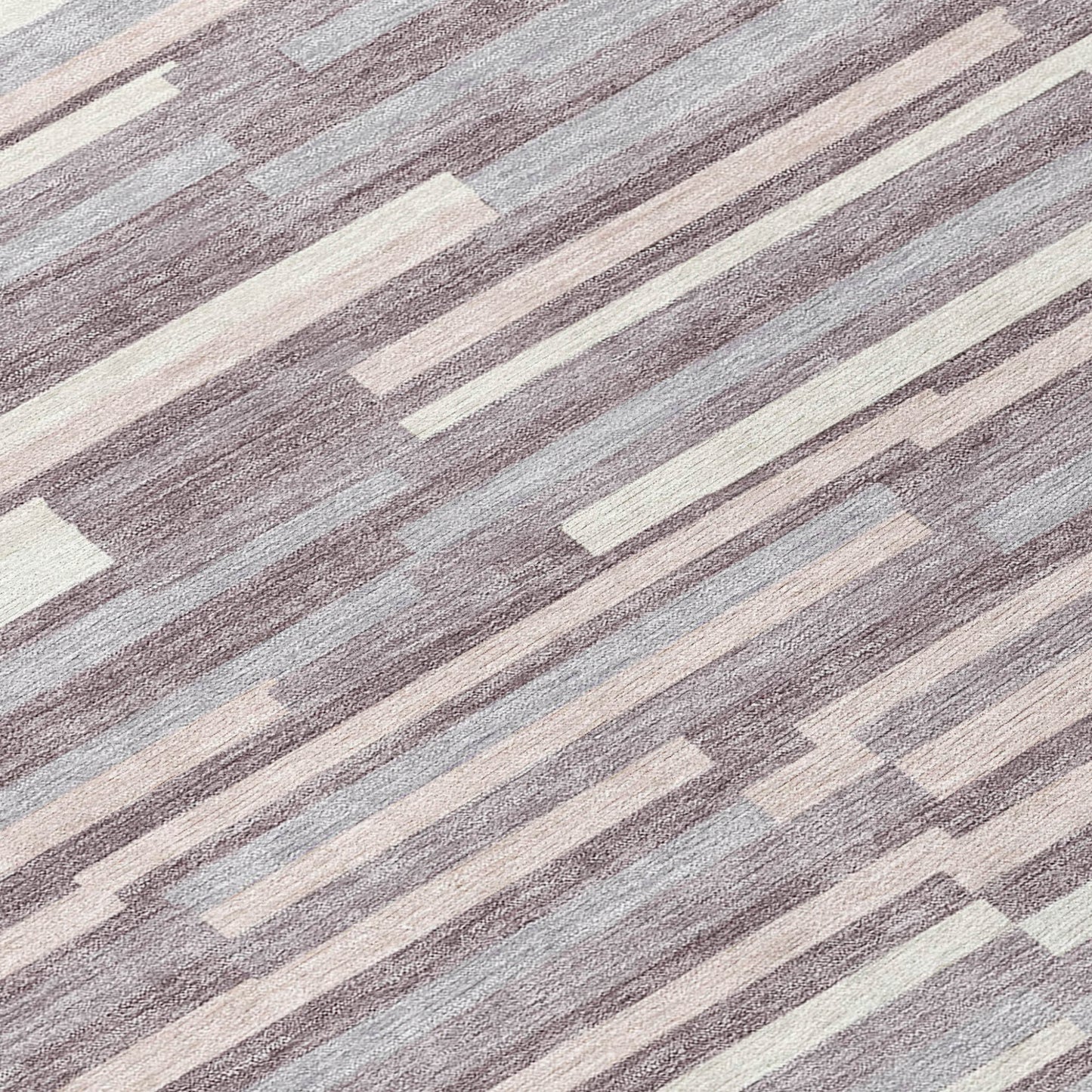 Tabselect Home Line 8' Lavender Gray And Ivory Round Striped Washable Indoor Outdoor Area Rug