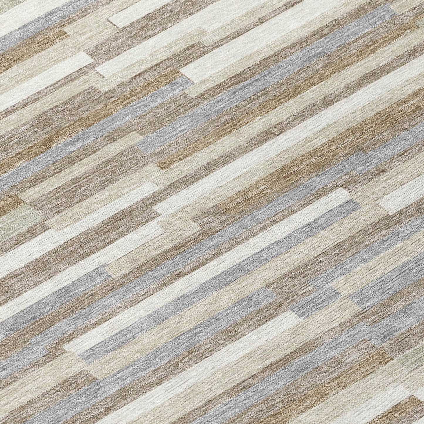 Tabselect Home Line 8' Taupe Gray And Ivory Round Striped Washable Indoor Outdoor Area Rug