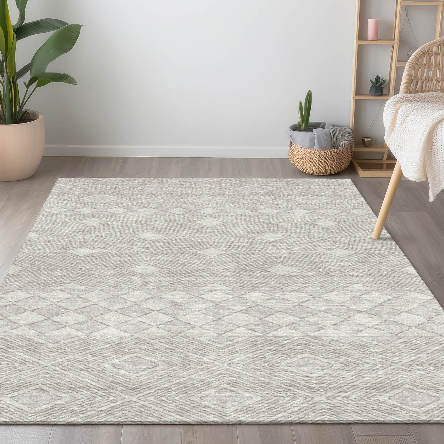 Tabselect Home Line 8' X 10' Ivory And Gray Geometric Washable Indoor Outdoor Area Rug