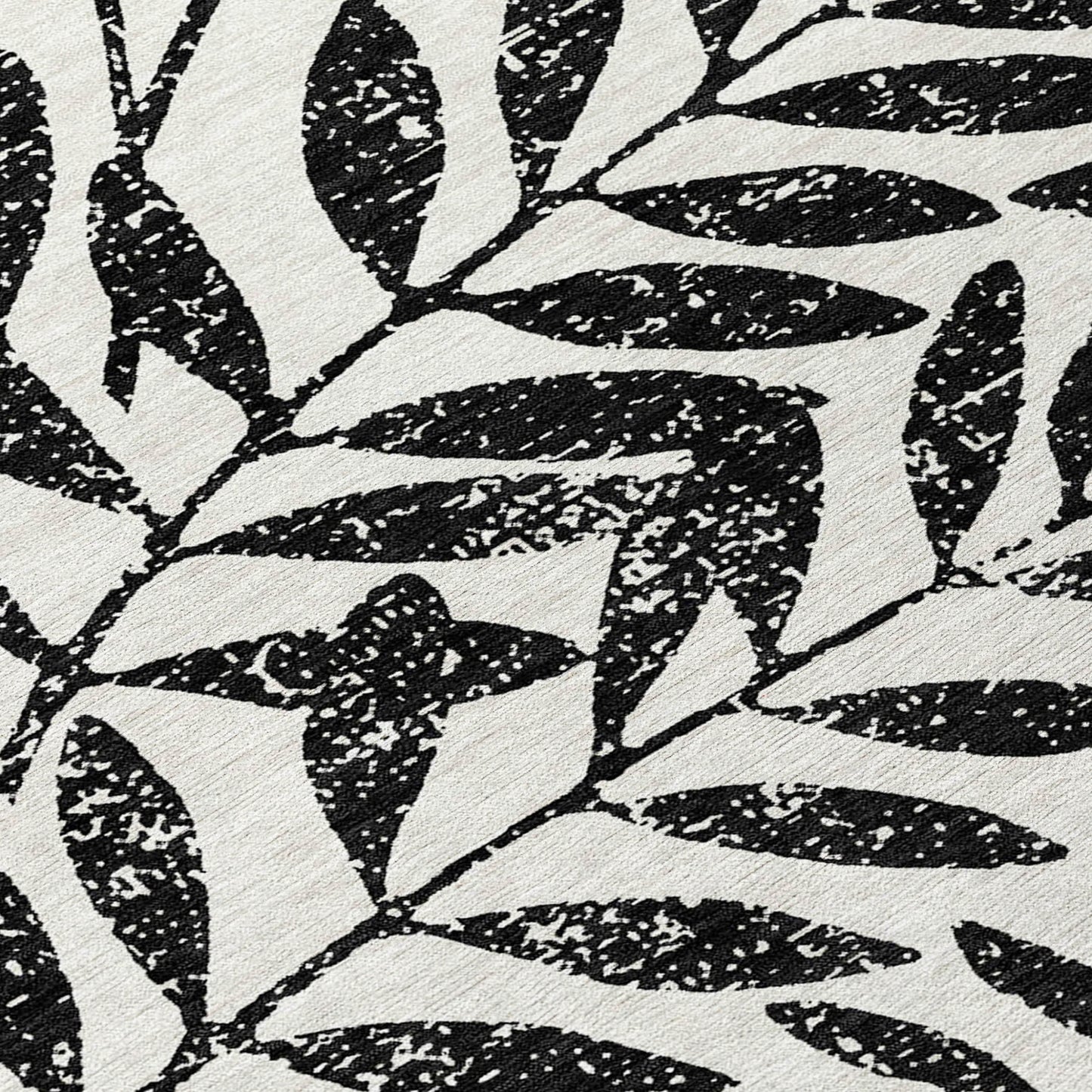 Tabselect Home Line 8' Black And Ivory Round Floral Washable Indoor Outdoor Area Rug