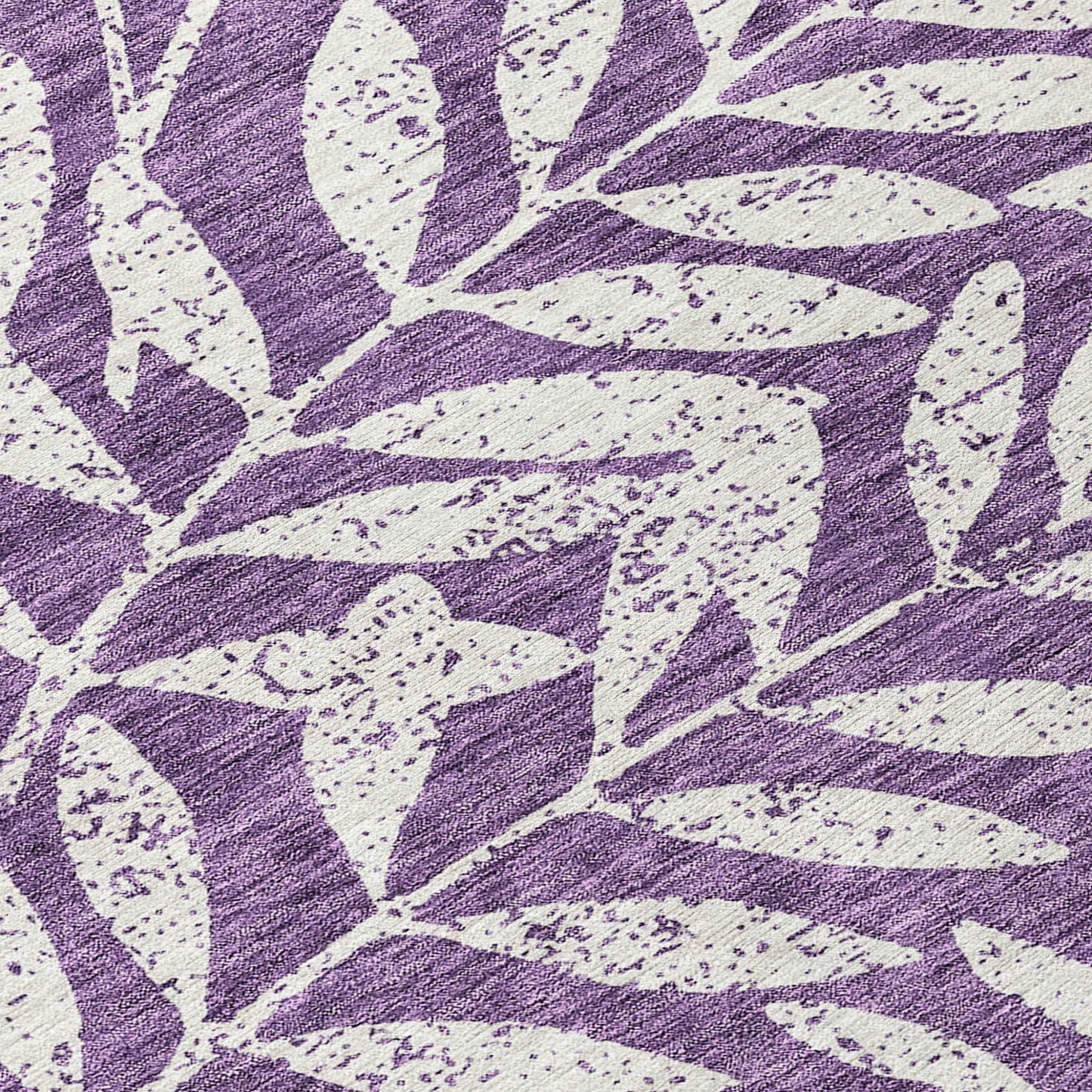 Tabselect Home Line 8' Purple And Ivory Round Floral Washable Indoor Outdoor Area Rug