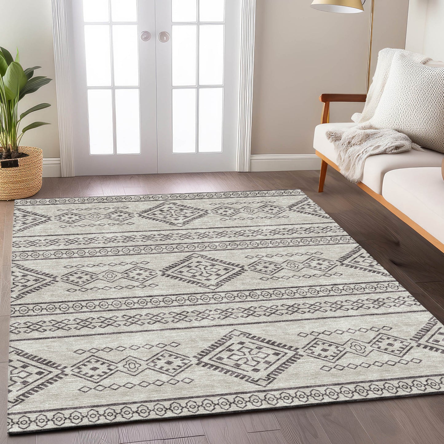 Tabselect Home Line 8' X 10' Beige And Brown Southwestern Washable Indoor Outdoor Area Rug