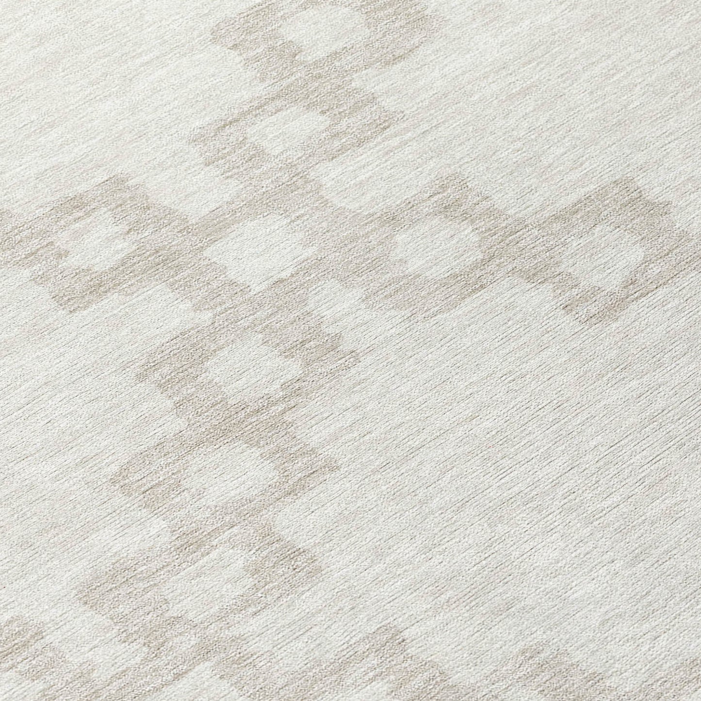 Tabselect Home Line 8' Ivory And Beige Round Geometric Washable Indoor Outdoor Area Rug