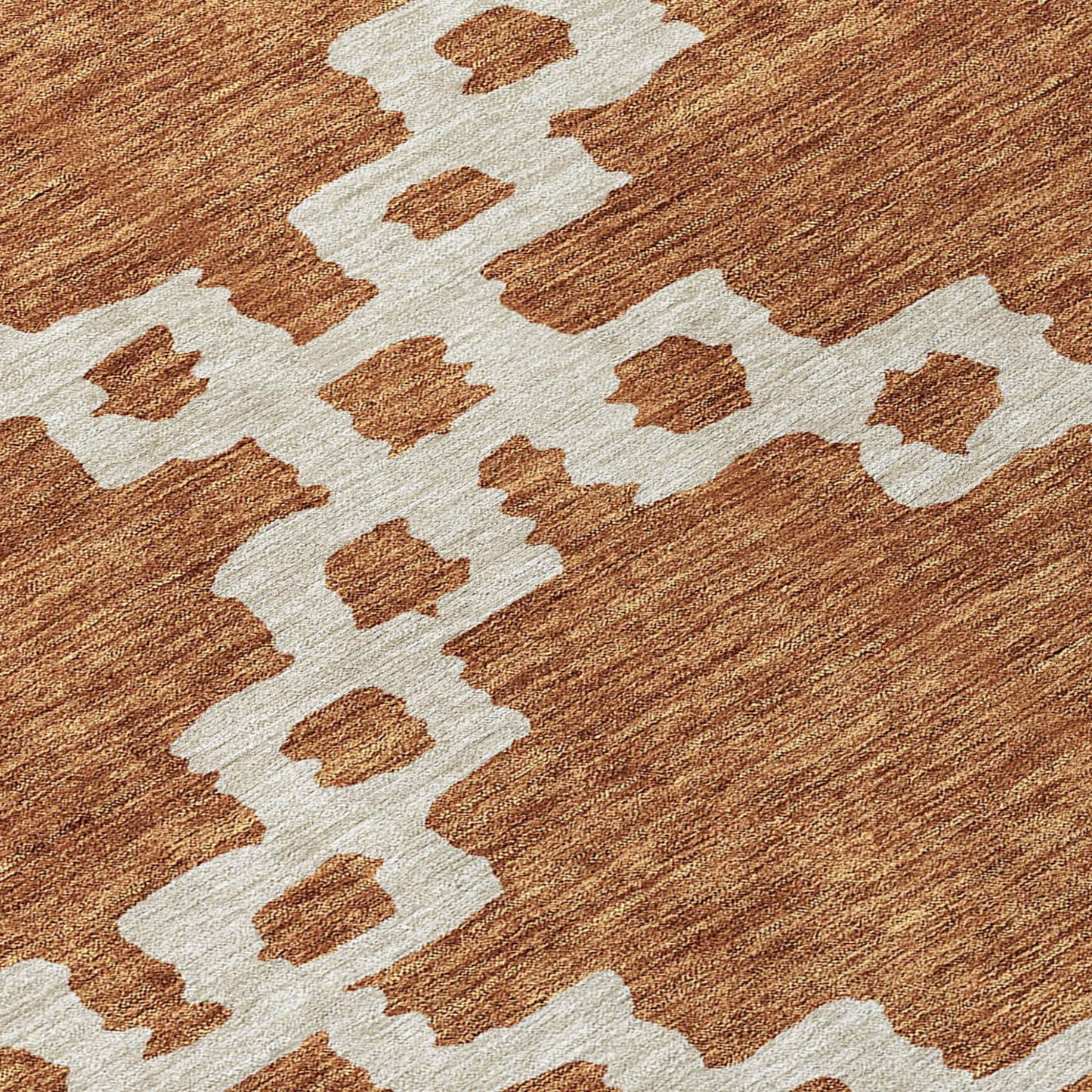 Tabselect Home Line 8' Brown And Ivory Round Geometric Washable Indoor Outdoor Area Rug