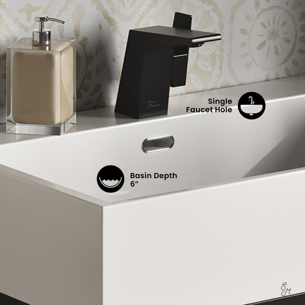 Swiss Madison Concorde 24" Rectangle Console Sink with Matte Black Legs