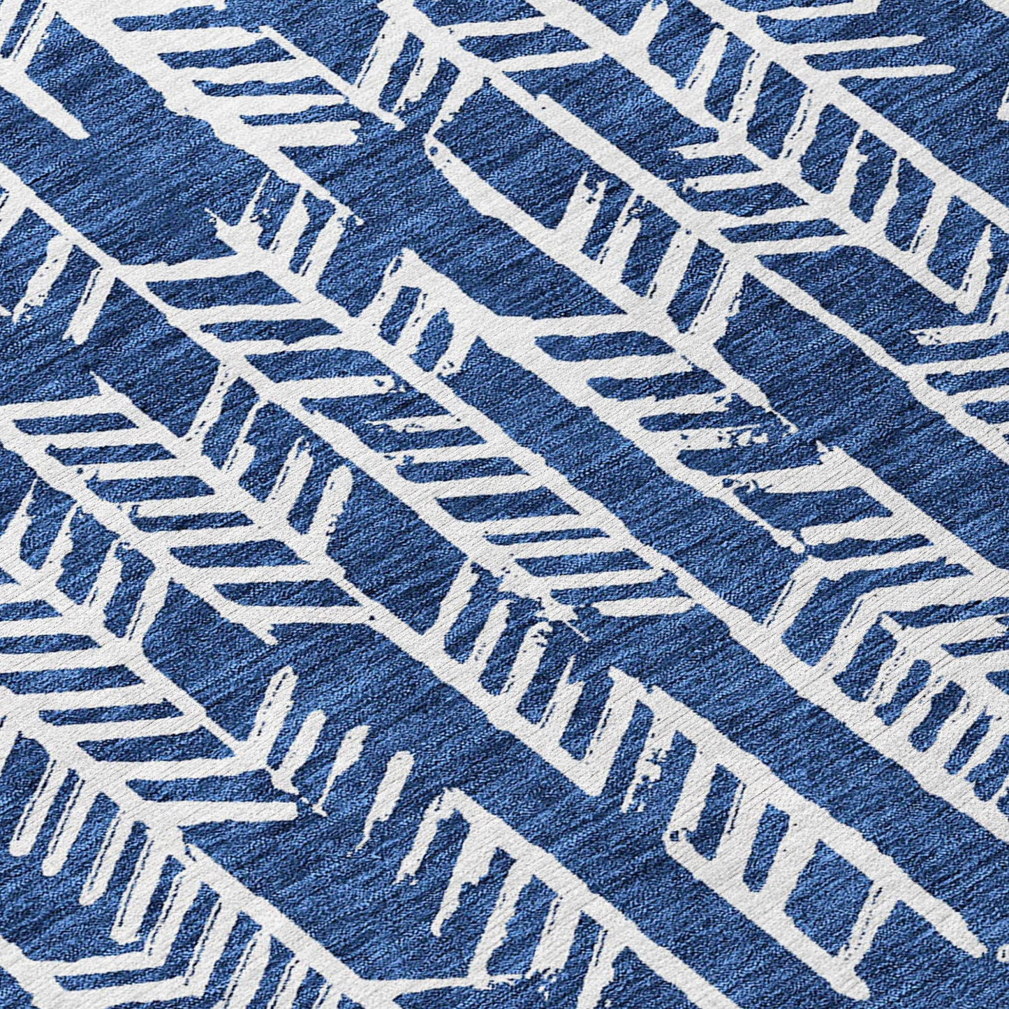 Tabselect Home Line 8' Navy Blue And Ivory Round Tribal Washable Indoor Outdoor Area Rug