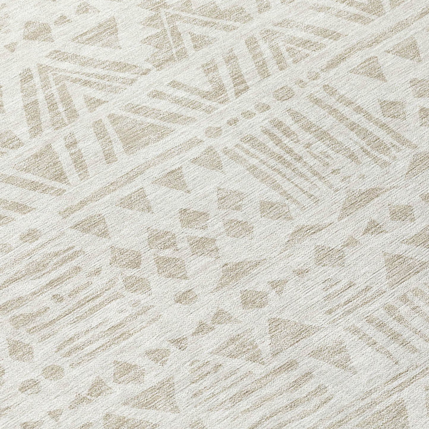 Tabselect Home Line 8' Ivory And Beige Round Southwestern Washable Indoor Outdoor Area Rug