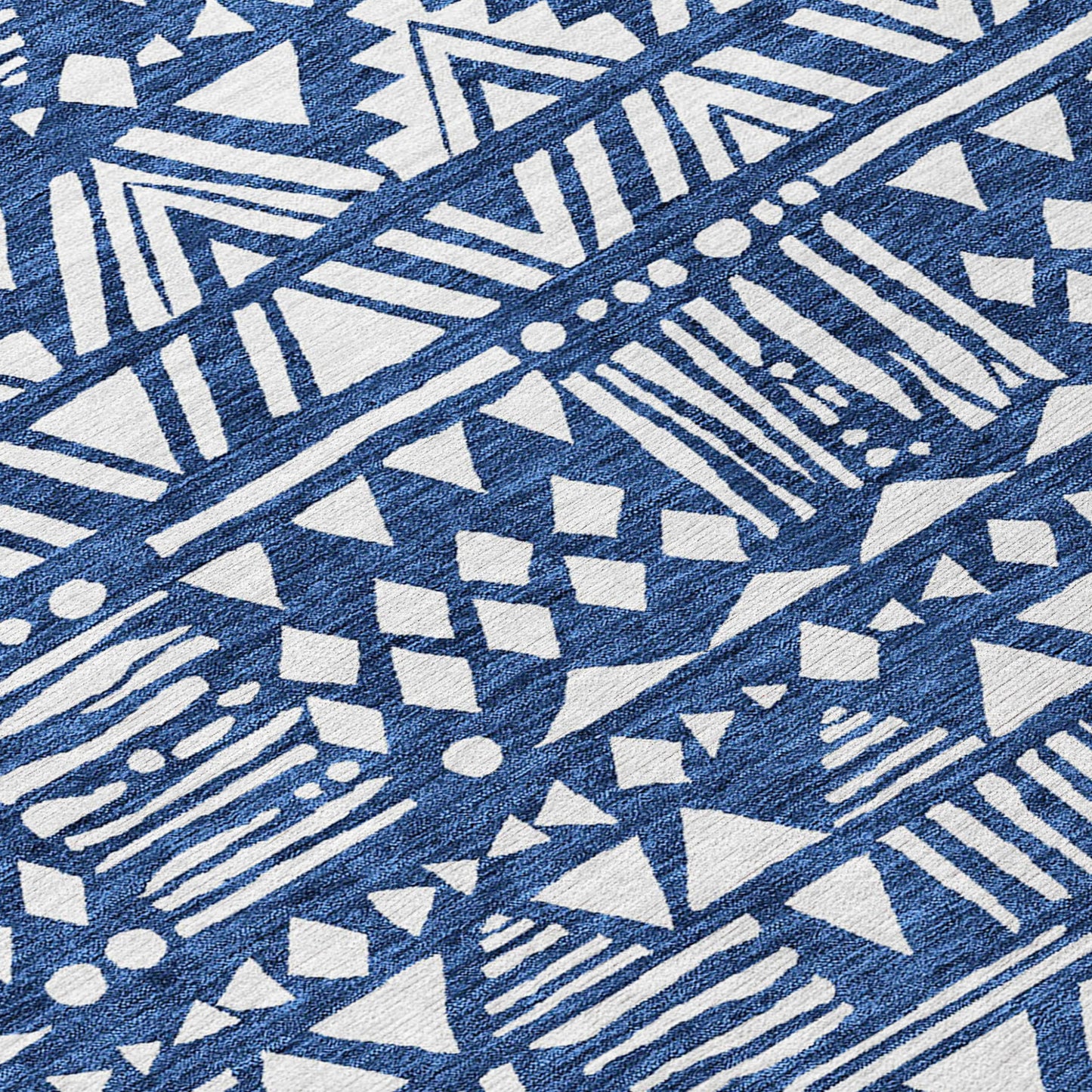 Tabselect Home Line 8' Navy Blue And Ivory Round Southwestern Washable Indoor Outdoor Area Rug