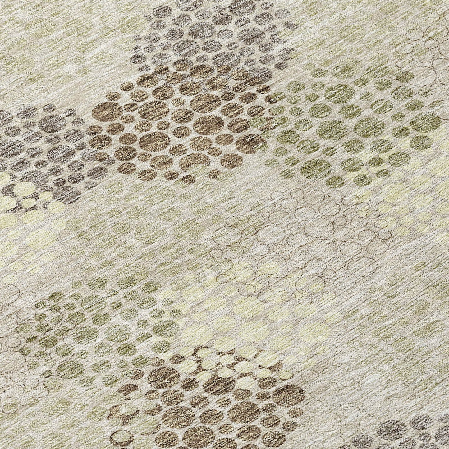 Tabselect Home Line 8' Beige Green And Ivory Round Polka Dot Washable Indoor Outdoor Area Rug