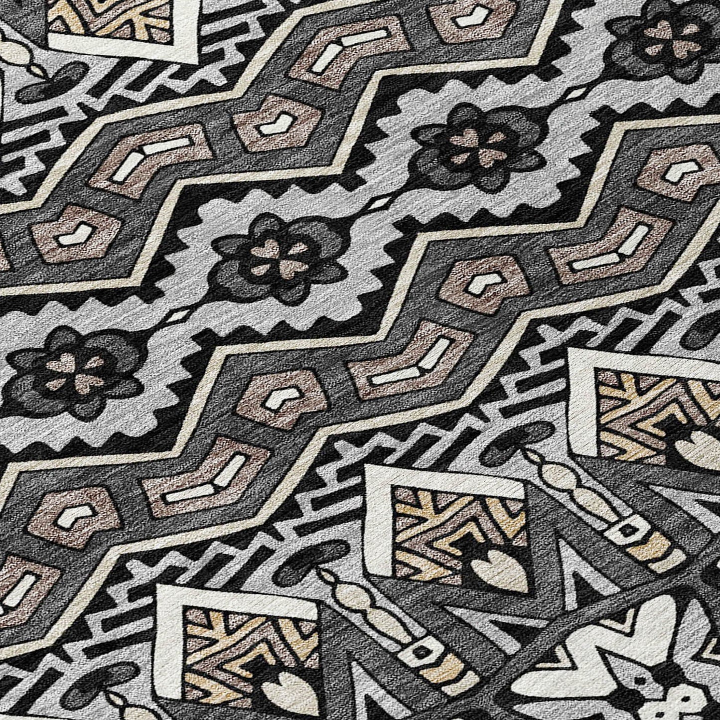 Tabselect Home Line 8' Charcoal Brown And Ivory Round Moroccan Washable Indoor Outdoor Area Rug