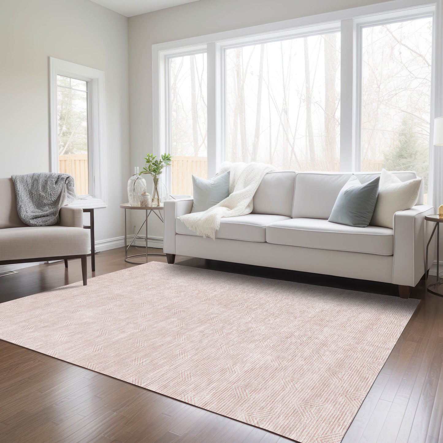 Tabselect Home Line 8' X 10' Pink And Gray Geometric Washable Indoor Outdoor Area Rug