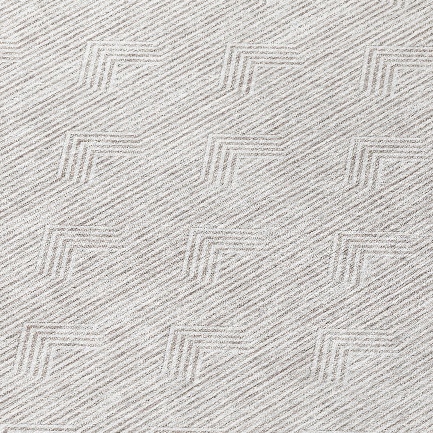 Tabselect Home Line 8' Taupe And Ivory Round Geometric Washable Indoor Outdoor Area Rug