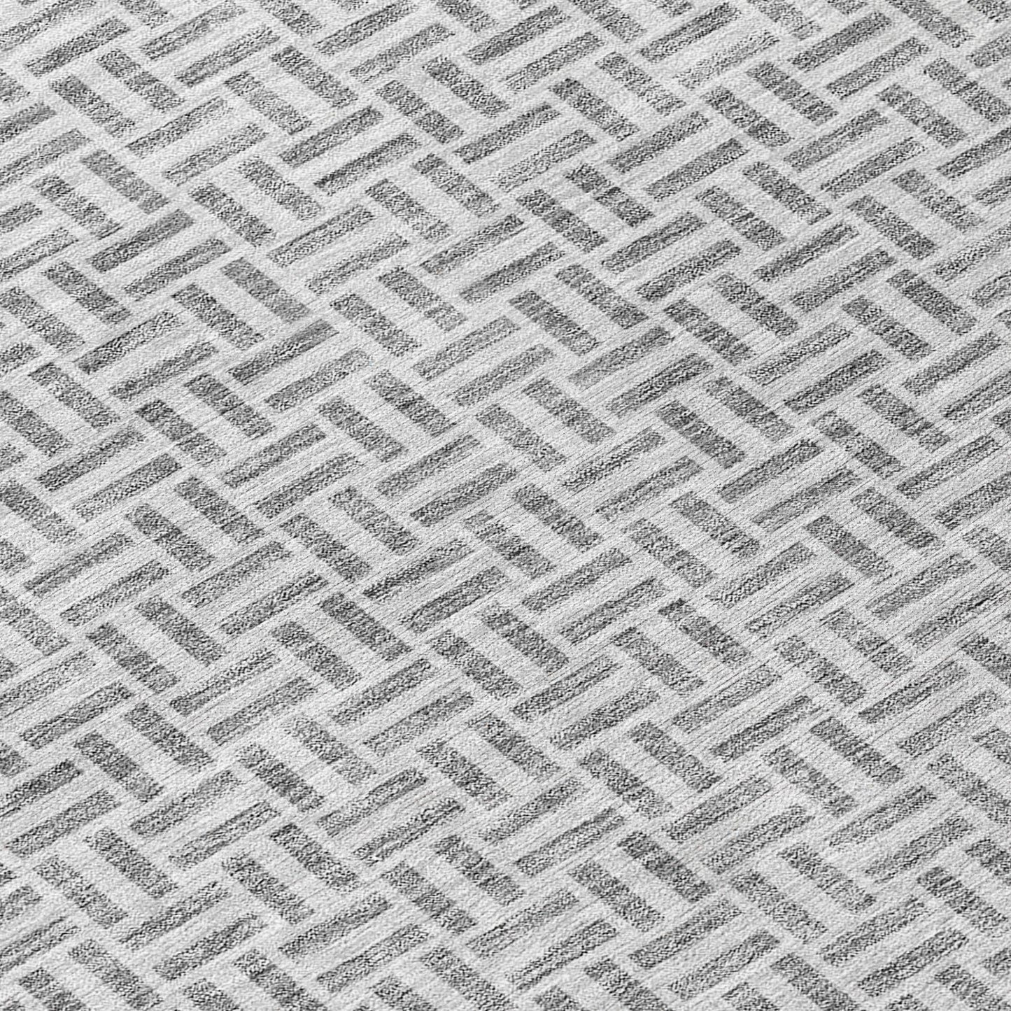 Tabselect Home Line 8' Gray And Silver Round Geometric Washable Indoor Outdoor Area Rug